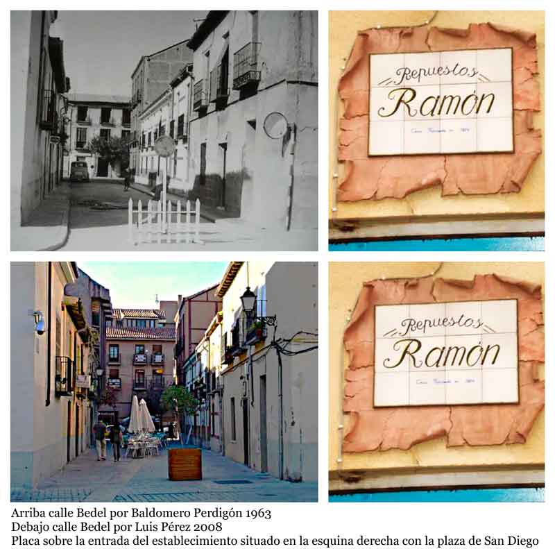 infoalcalaina blog de complumiradas 2-calle-Bedel-y-placa-de-Repuestos-Ramón